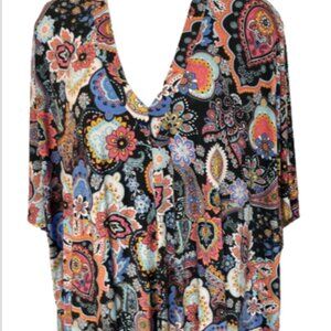 Josie Natori ladies Med Multicolor Comfort Muumuu Style Cold-Shoulder soft Top